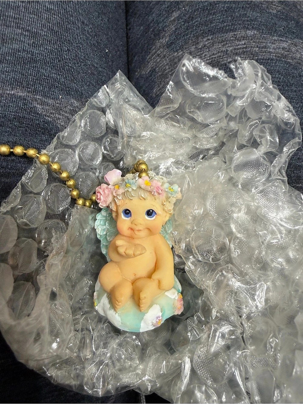 Northern Lights Polystone Fan Pull Green & Pink
